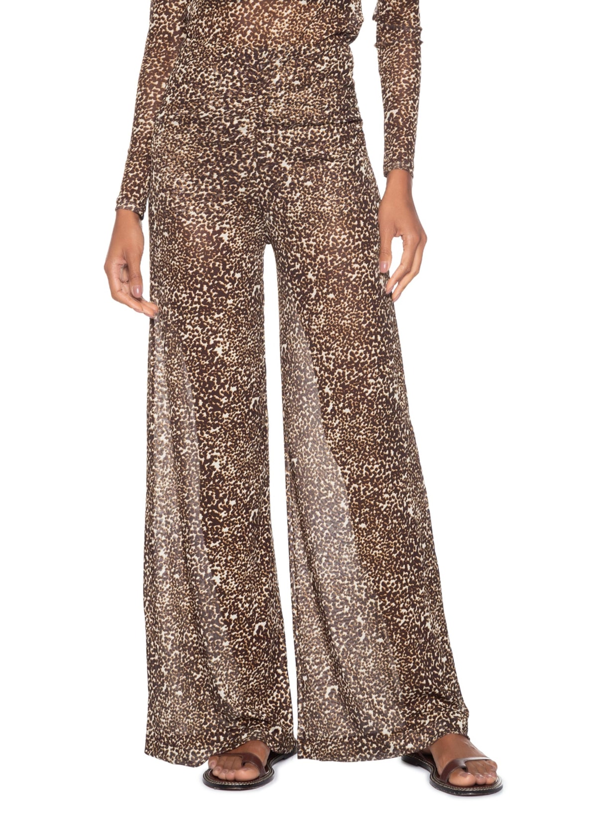 Calça Feminina Pantalona Franzida Estampa Kira Animal Print Maria Filó