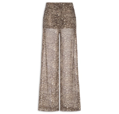 Calça Feminina Pantalona Franzida Estampa Kira - Animal Print