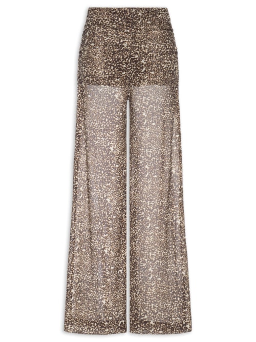 Calça Feminina Pantalona Franzida Estampa Kira - Animal Print
