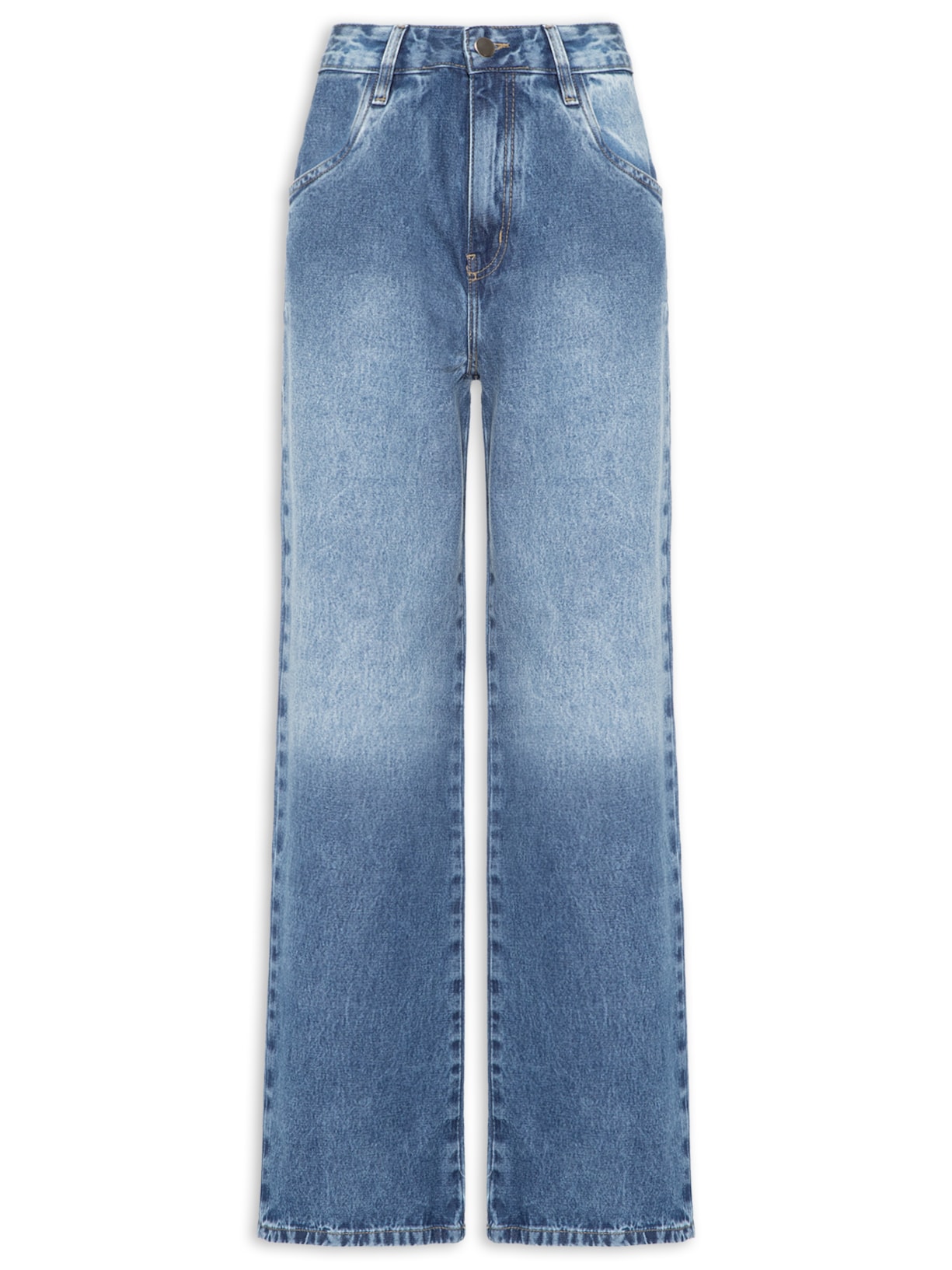 Calça Feminina Pantalona Jeans - Azul