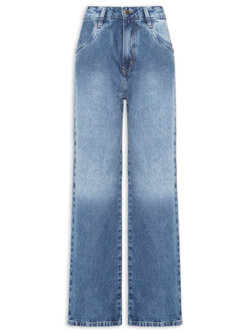 Calça Feminina Pantalona Jeans - Azul