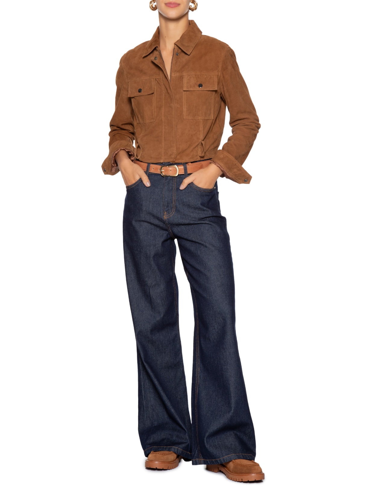 Calça Feminina Pantalona Jeans Azul '2Essential