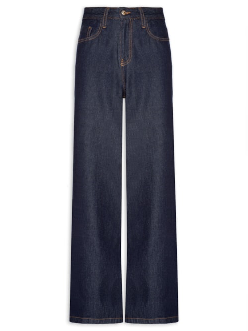 Calça Feminina Pantalona Jeans - Azul