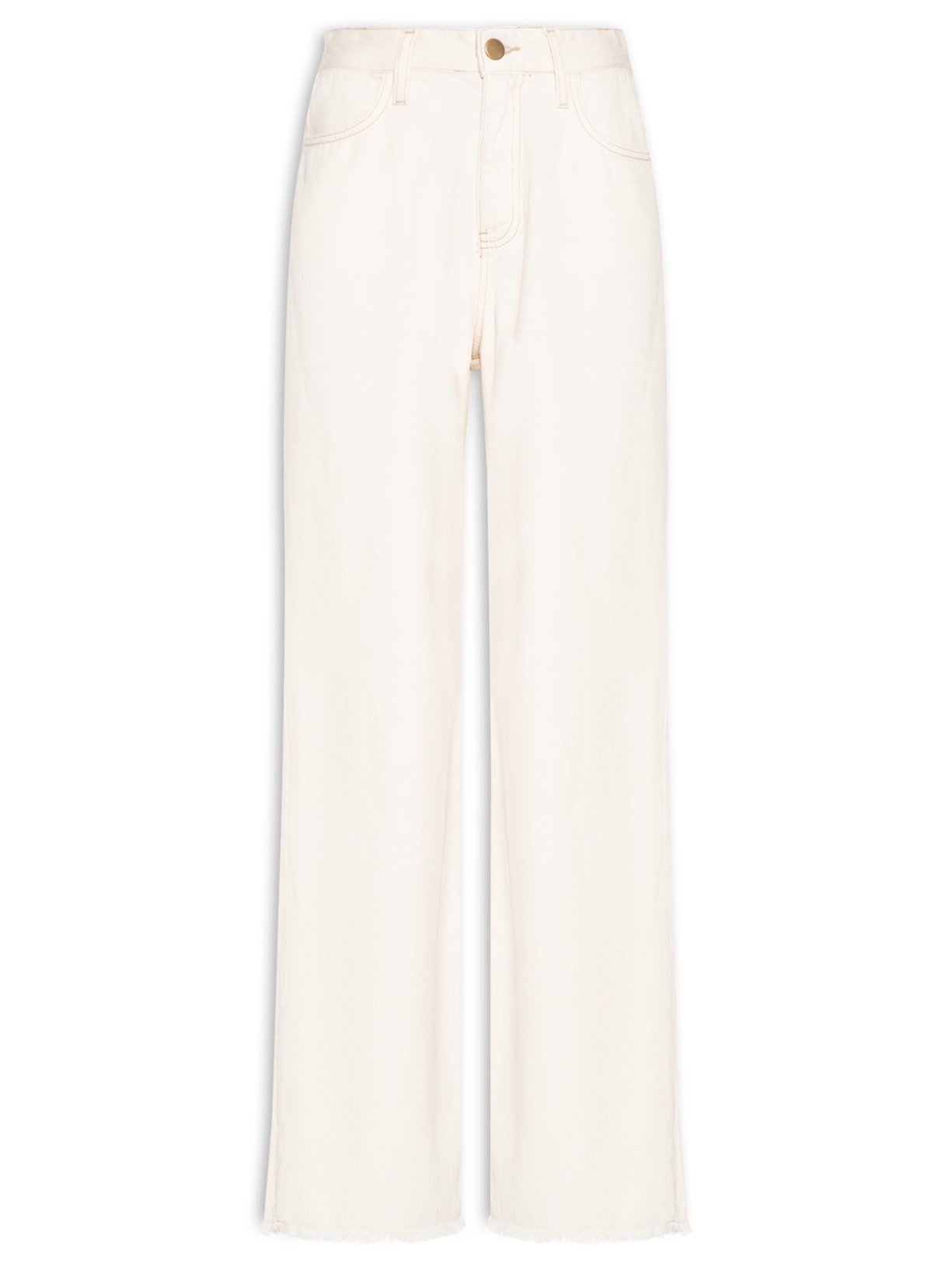Calça Feminina Pantalona Jeans Off White Basiq