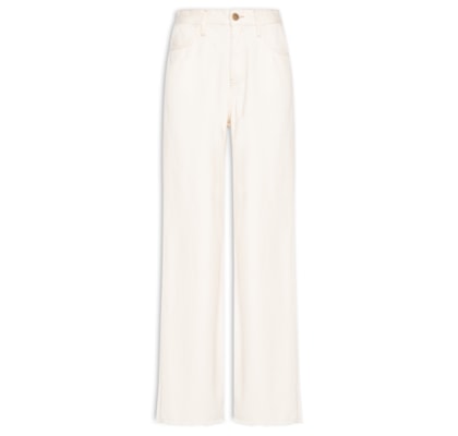 Calça Feminina Pantalona Jeans - Off White