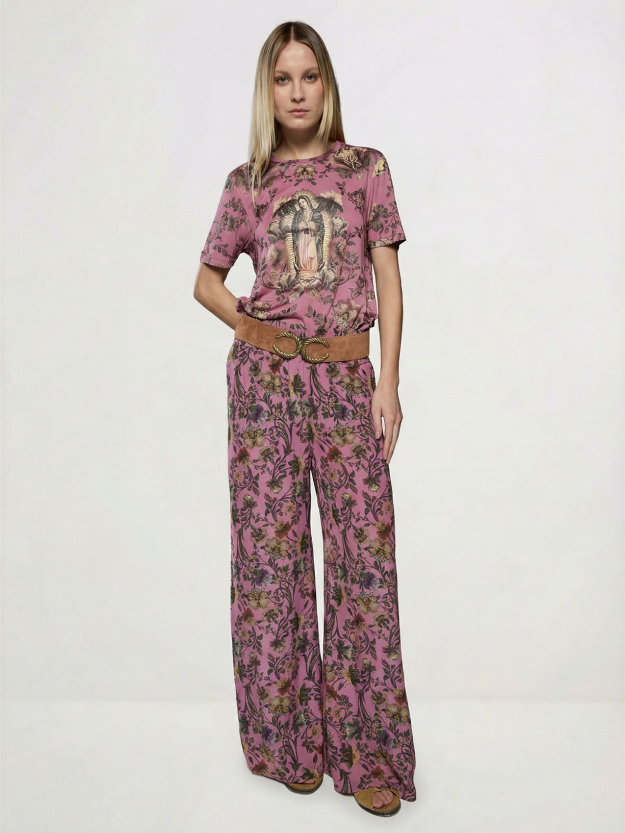 Calça Feminina Pantalona Kate I26 Rosa Mixed