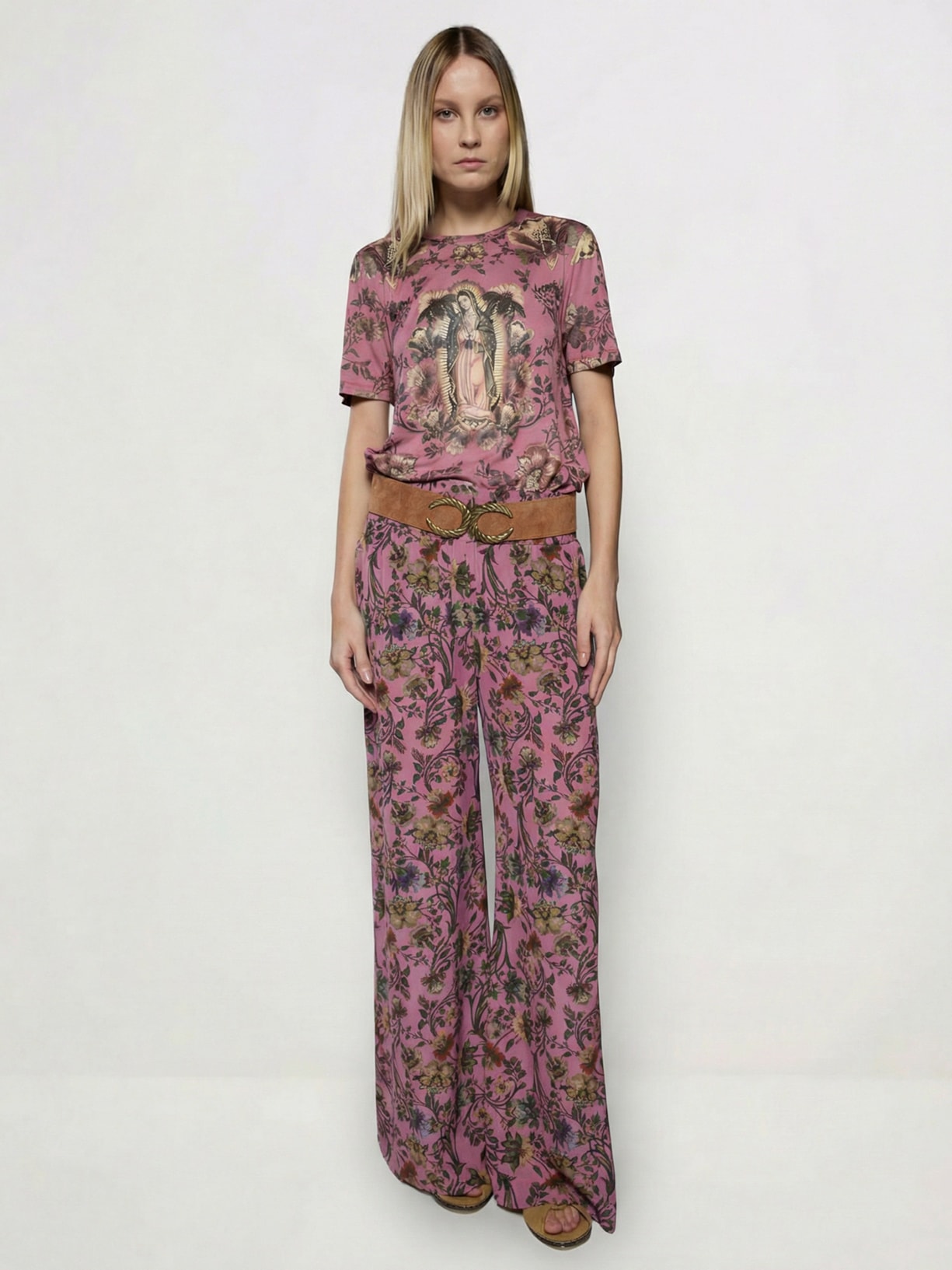 Calça Feminina Pantalona Kate I26 Rosa Mixed