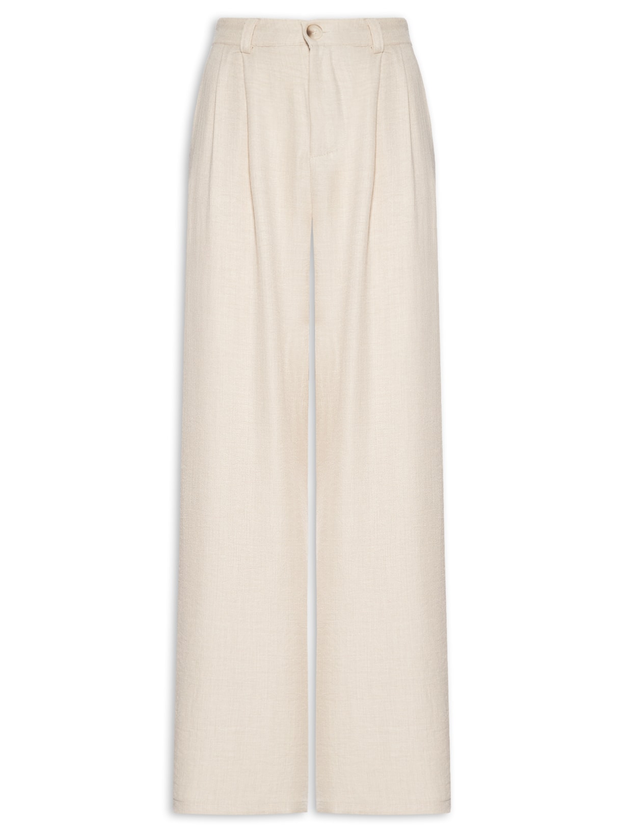 Calça Feminina Pantalona Larga Bege Basiq