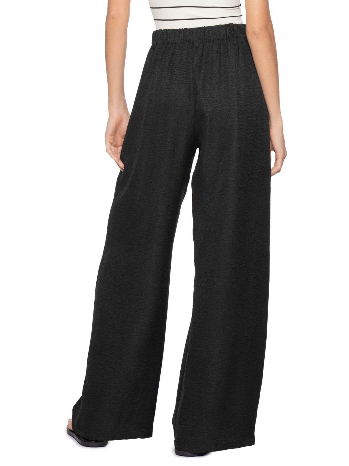 Calça Feminina Pantalona Larga Preto Basiq