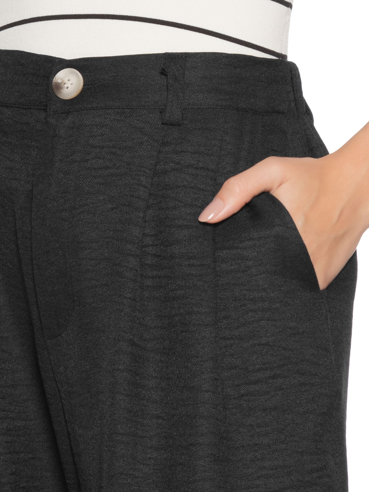 Calça Feminina Pantalona Larga Preto Basiq