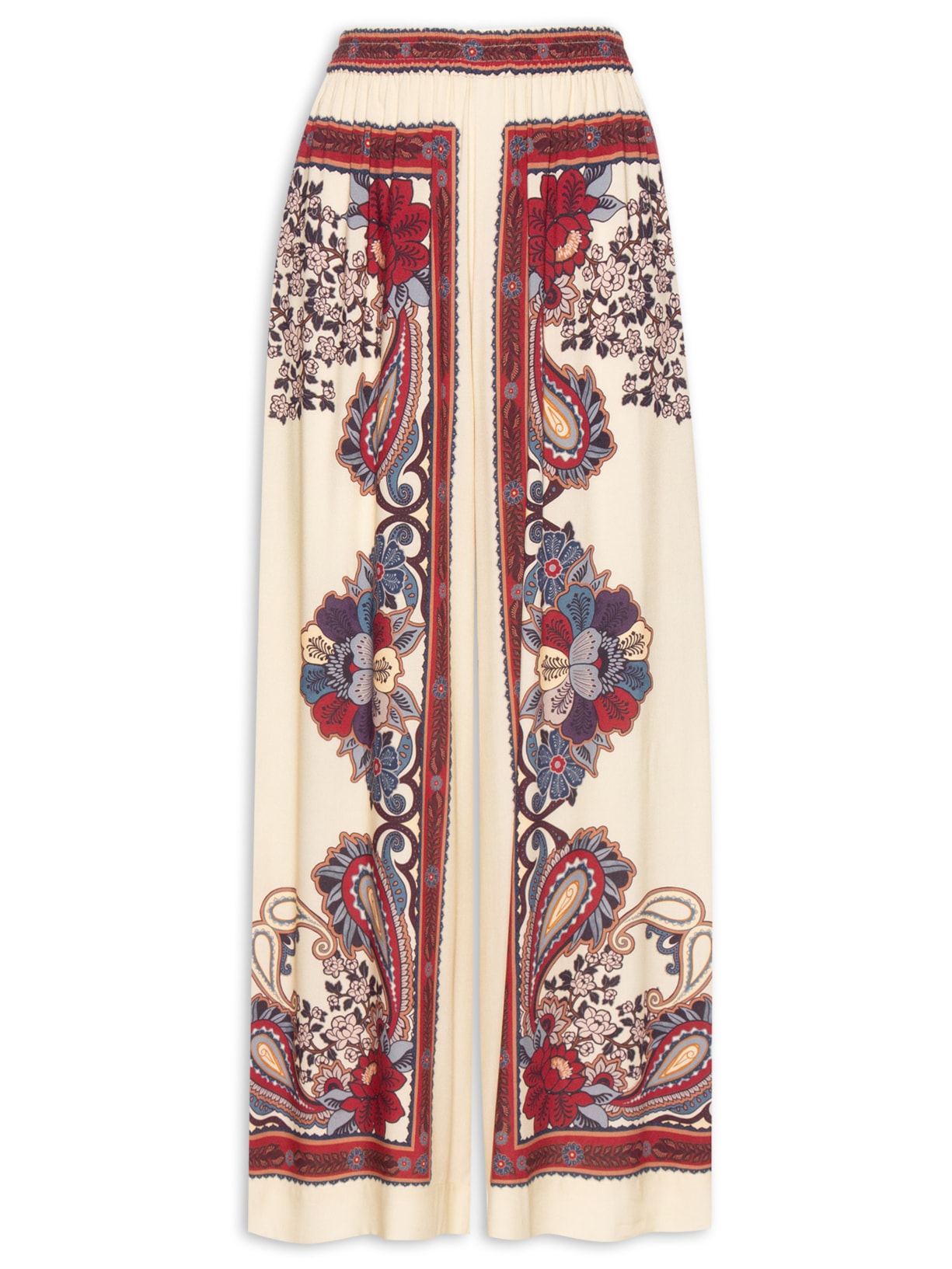 Calça Feminina Pantalona Lenço Borboleta Retrô - Bege