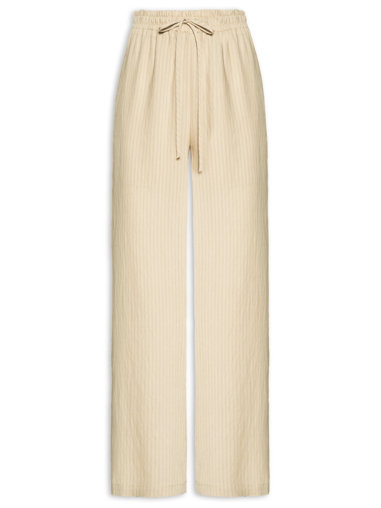 Calça Feminina Pantalona Leve Bege Basiq