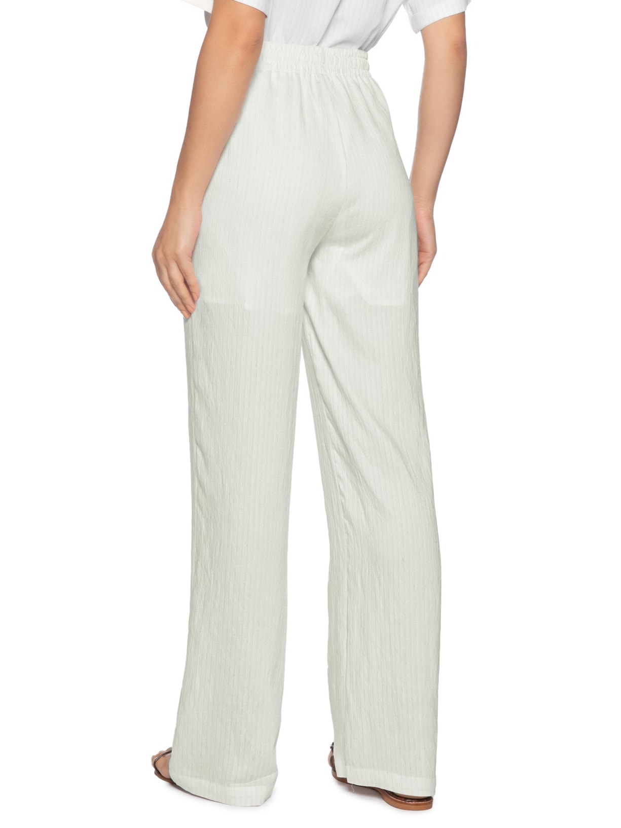 Calça Feminina Pantalona Leve Branco Basiq