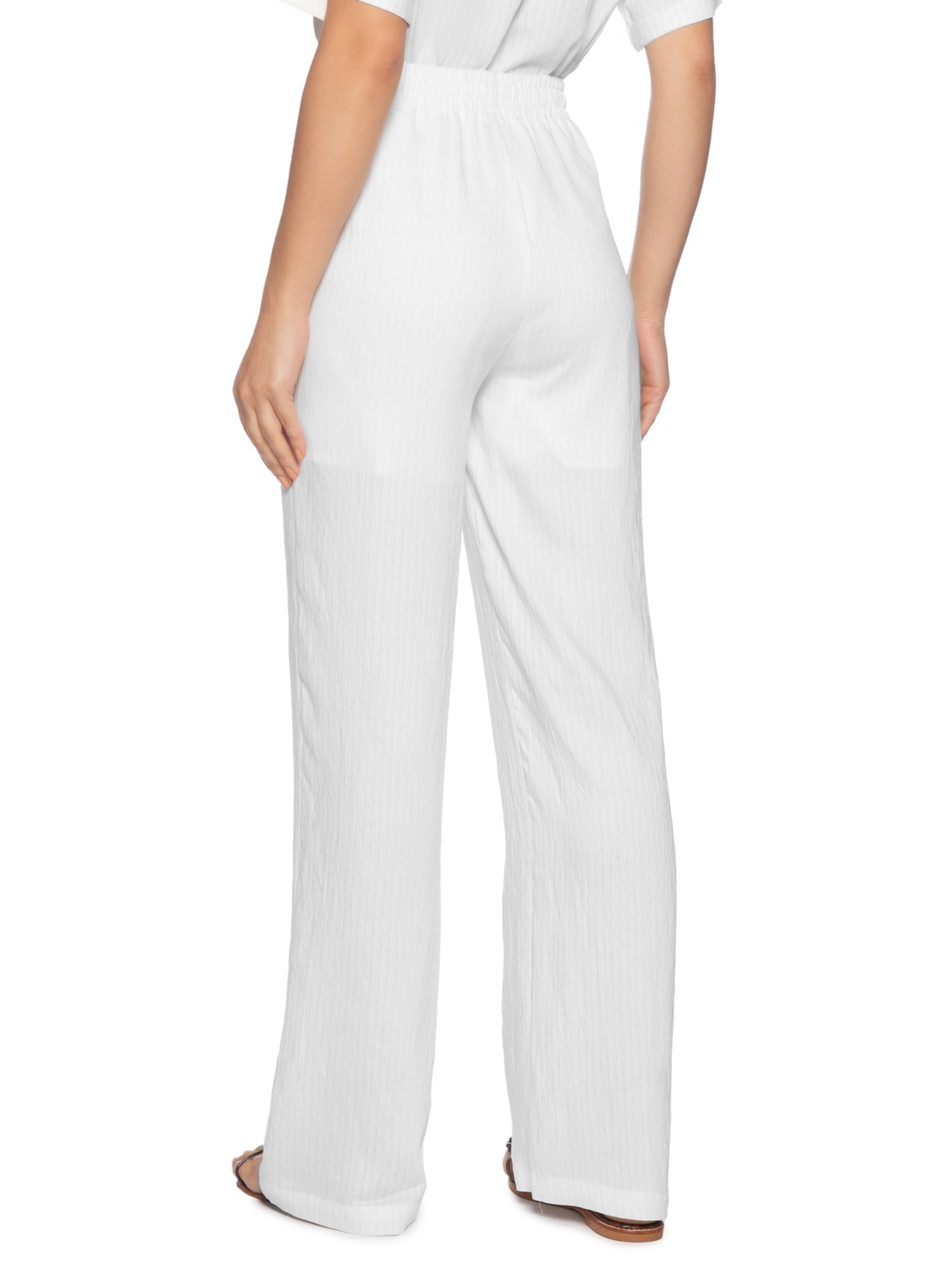 Calça Feminina Pantalona Leve Branco Basiq
