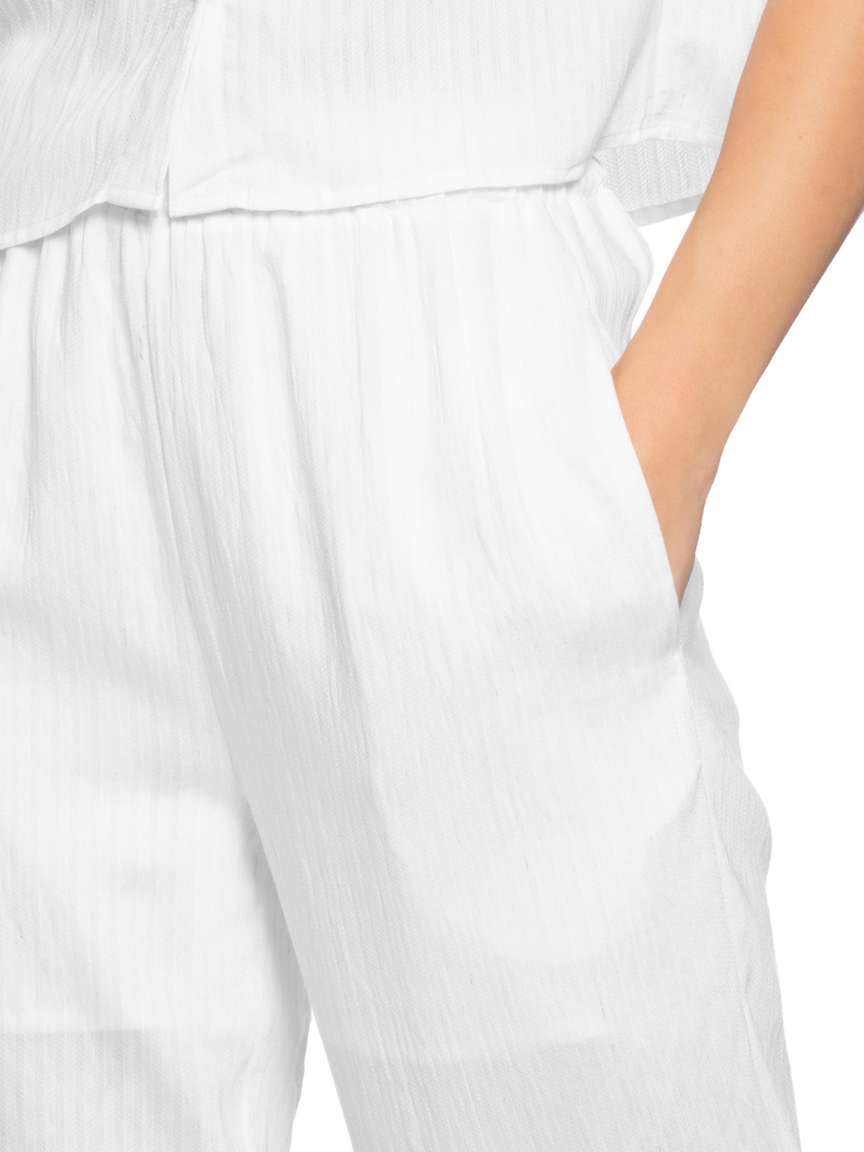 Calça Feminina Pantalona Leve Branco Basiq