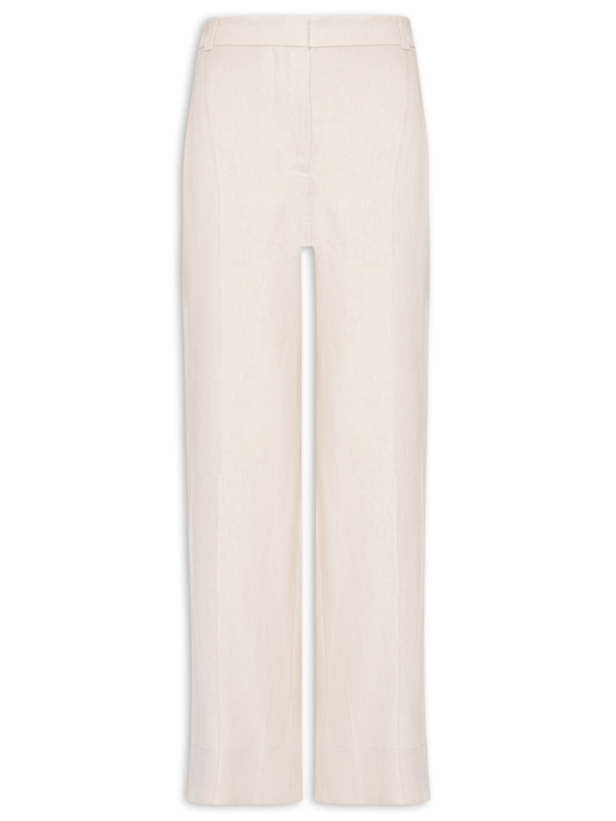 Calça Feminina Pantalona Linho Com Bolso Lateral - Bege