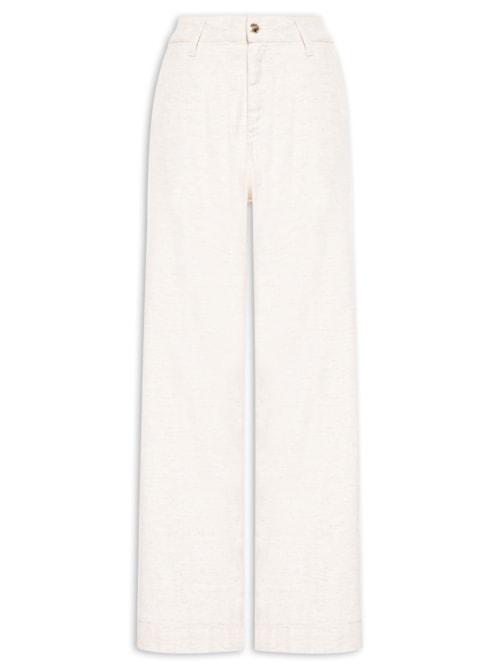 Calça Feminina Pantalona Linho - Off White