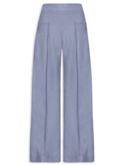 Calça Feminina Pantalona Linho Pregas - Roxo
