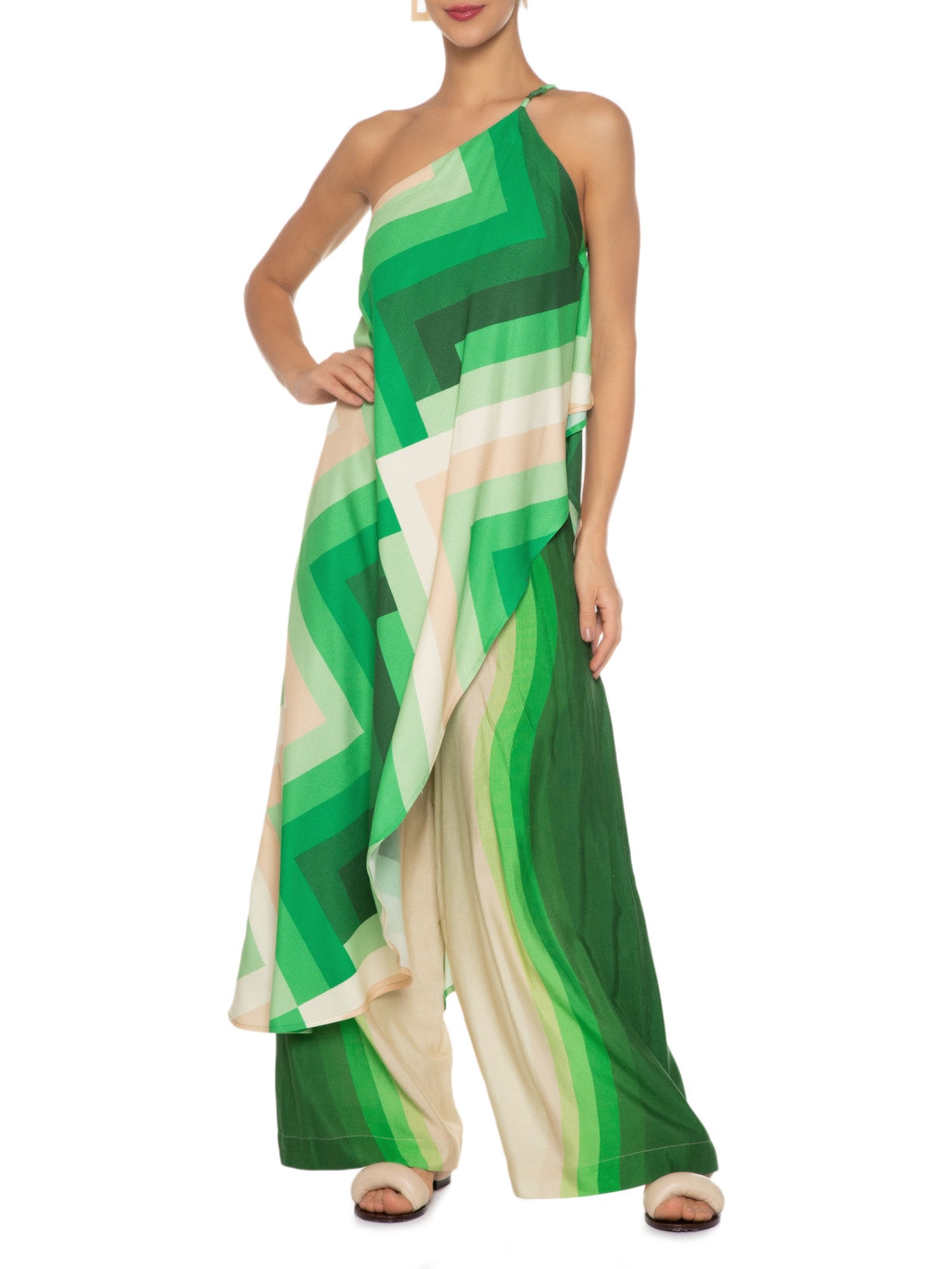 Calça Feminina Pantalona Listra Coração Verde Farm