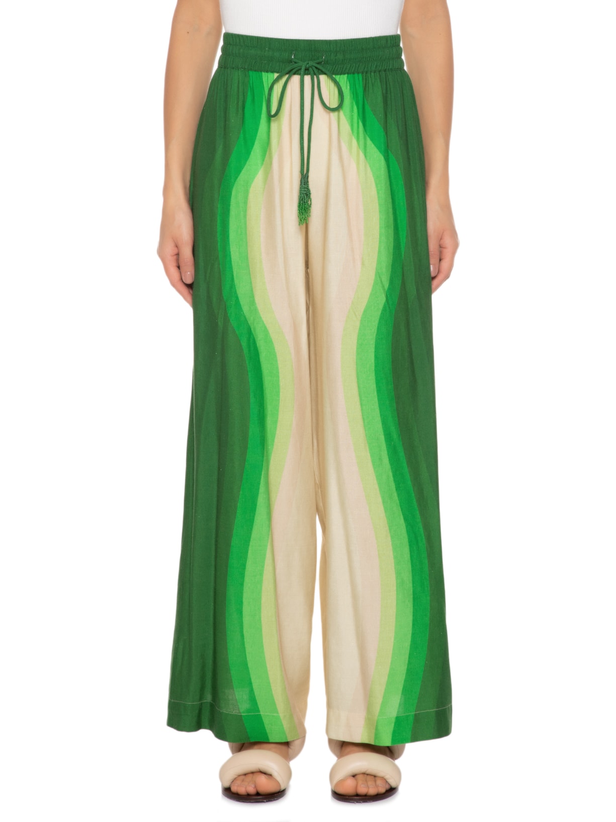 Calça Feminina Pantalona Listra Coração Verde Farm