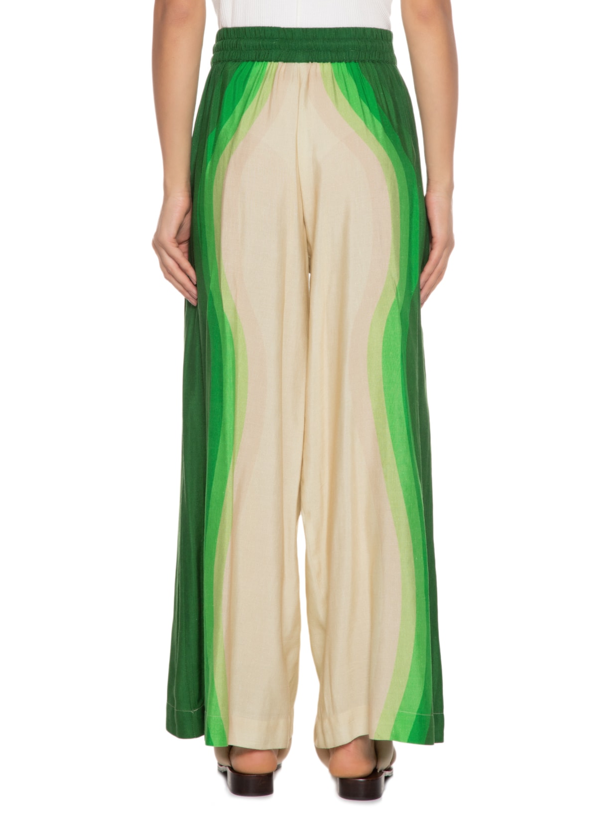 Calça Feminina Pantalona Listra Coração Verde Farm