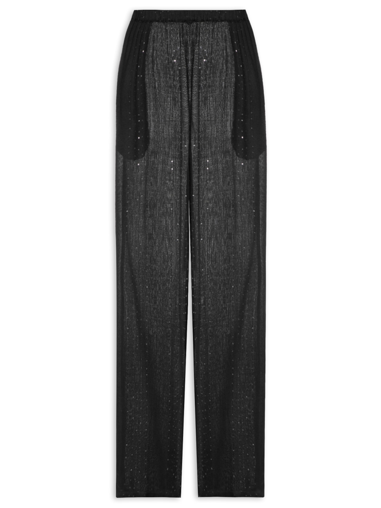 Calça Feminina Pantalona Listras Paetê Preto Animale Jeans