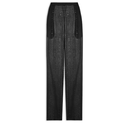 Calça Feminina Pantalona Listras Paetê - Preto