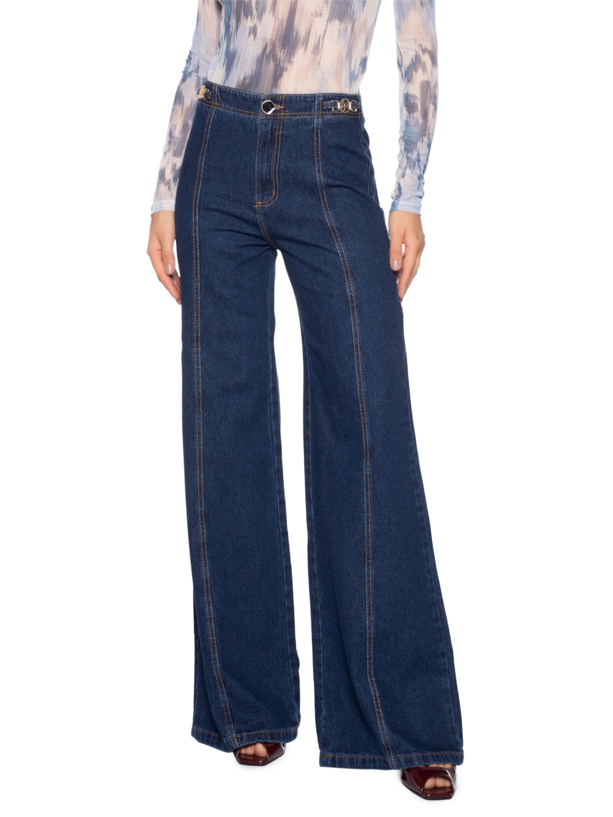 Calça Feminina Pantalona Luciana Azul Le Lis