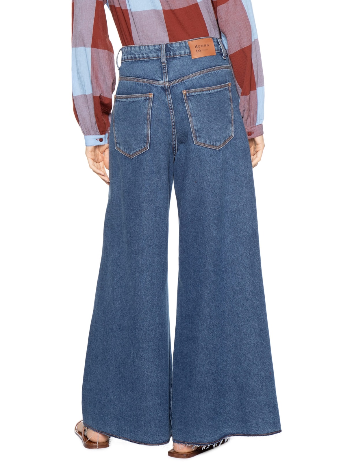 Calça Feminina Pantalona Marcada Azul Dress To