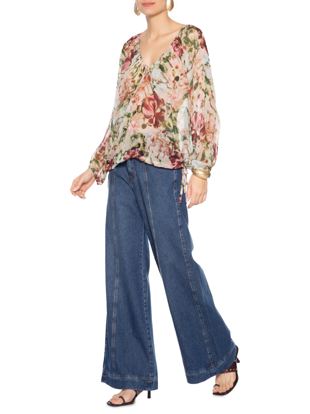 Calça Feminina Pantalona Marília Azul Le Lis