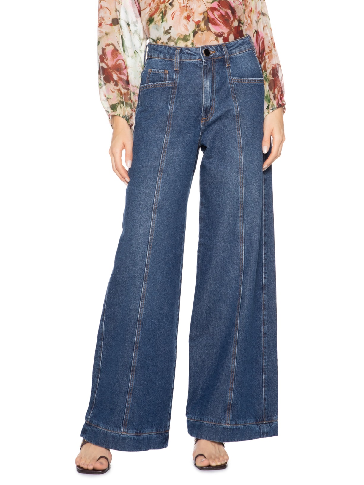 Calça Feminina Pantalona Marília Azul Le Lis