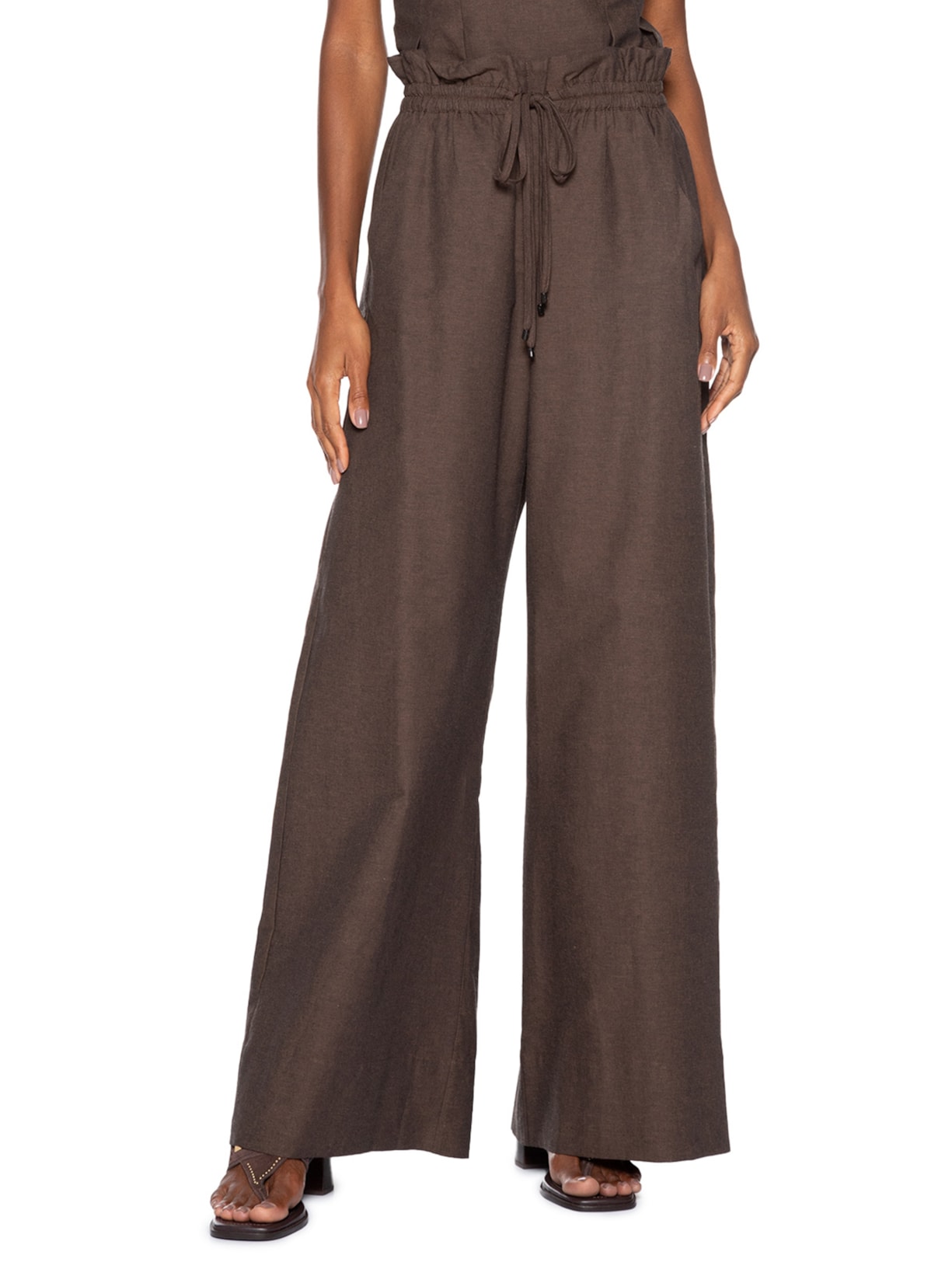 Calça Feminina Pantalona Marrom Animale