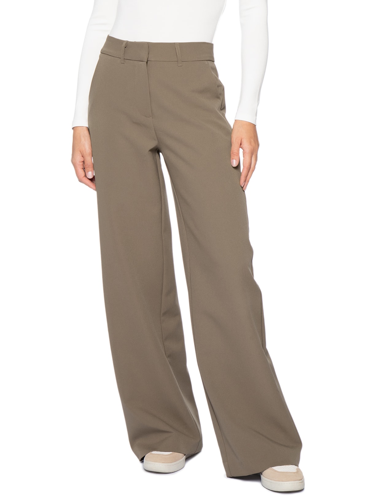 Calça Feminina Pantalona Marrom Basiq