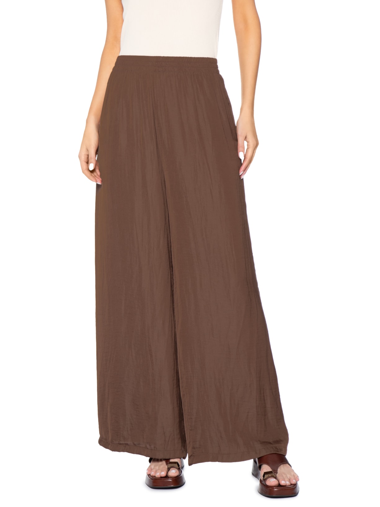 Calça Feminina Pantalona Marrom Basiq