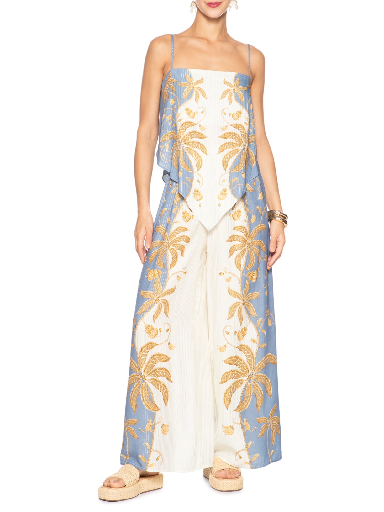 Calça Feminina Pantalona Ourinho Tropical Branco Farm