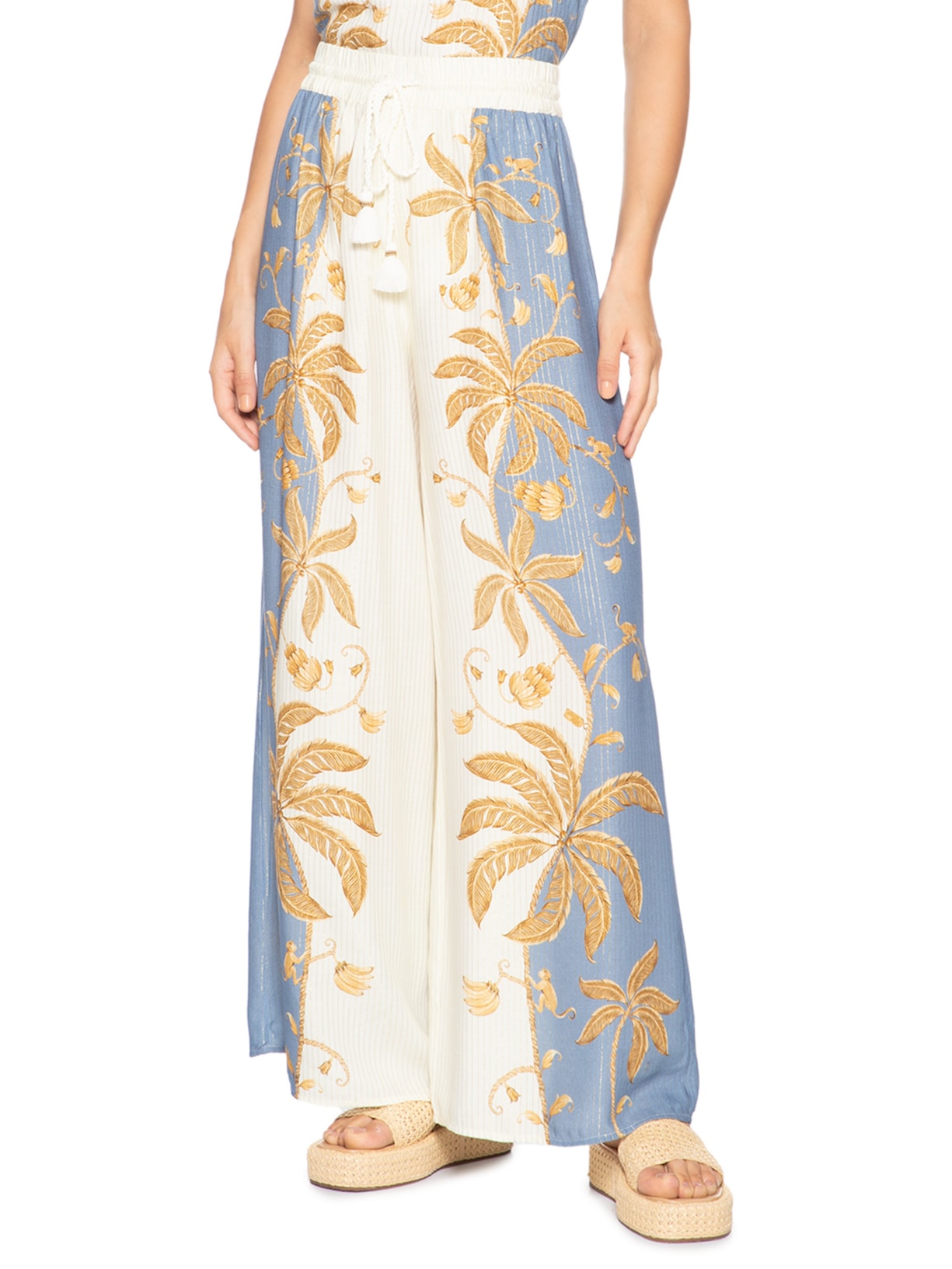 Calça Feminina Pantalona Ourinho Tropical Branco Farm