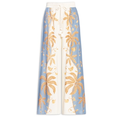 Calça Feminina Pantalona Ourinho Tropical - Branco