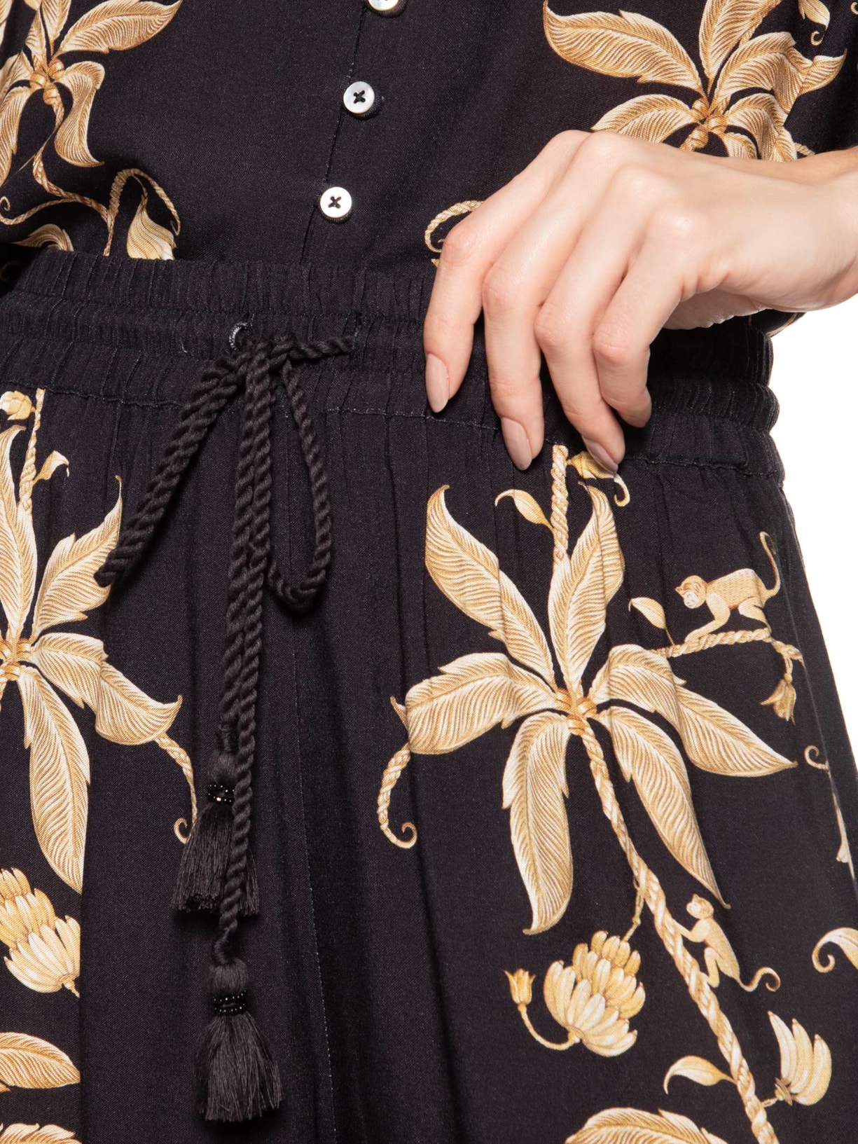 Calça Feminina Pantalona Ourinho Tropical Preto Farm