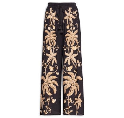 Calça Feminina Pantalona Ourinho Tropical - Preto
