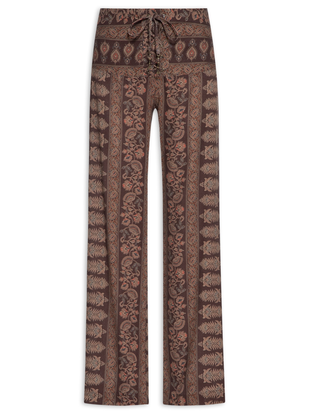 Calça Feminina Pantalona Pala Estampa Ava Linho - Roxo