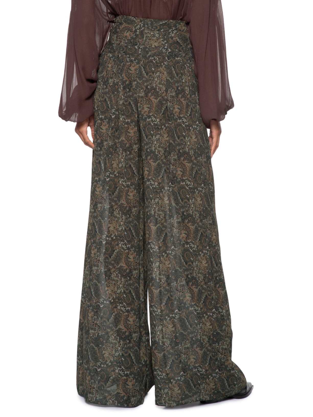 Calça Feminina Pantalona Pala Pregas Verde Animale
