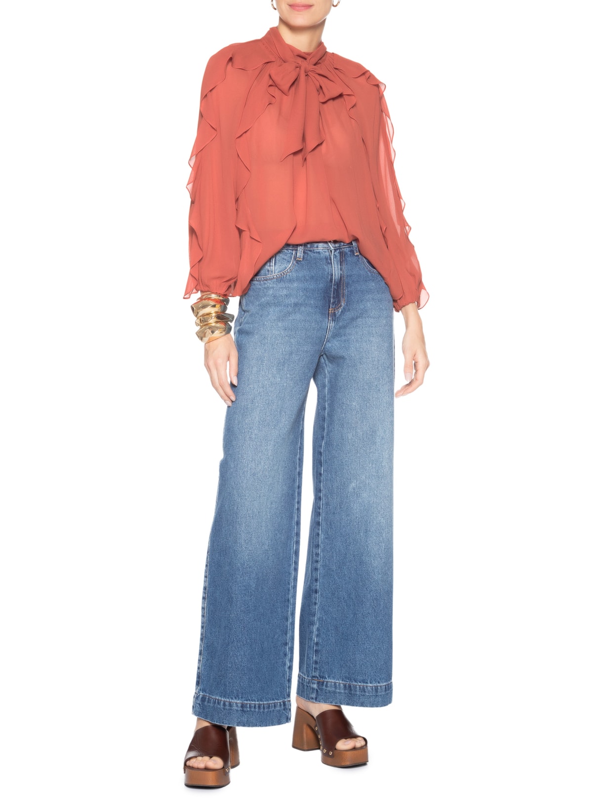 Calça Feminina Pantalona Paloma Azul Le Lis