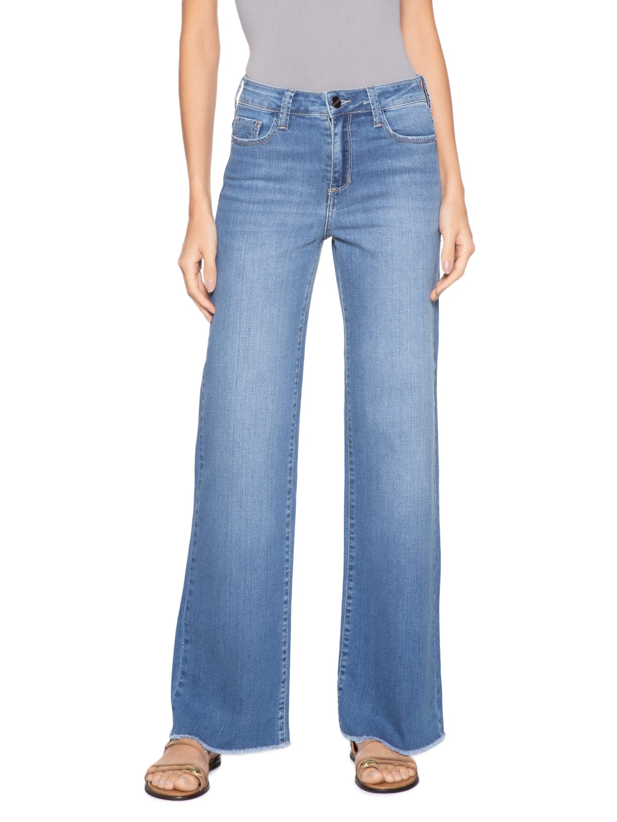 Calça Feminina Pantalona Patricia Azul Le Lis