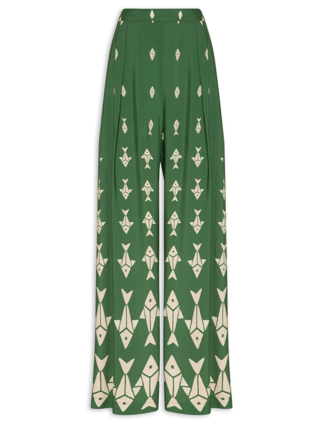 Calça Feminina Pantalona Peixinhos - Verde