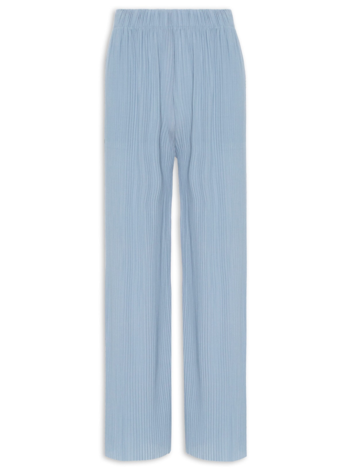 Calça Feminina Pantalona Plissada Azul Market 33