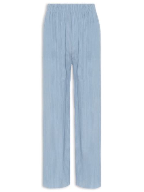 Calça Feminina Pantalona Plissada - Azul