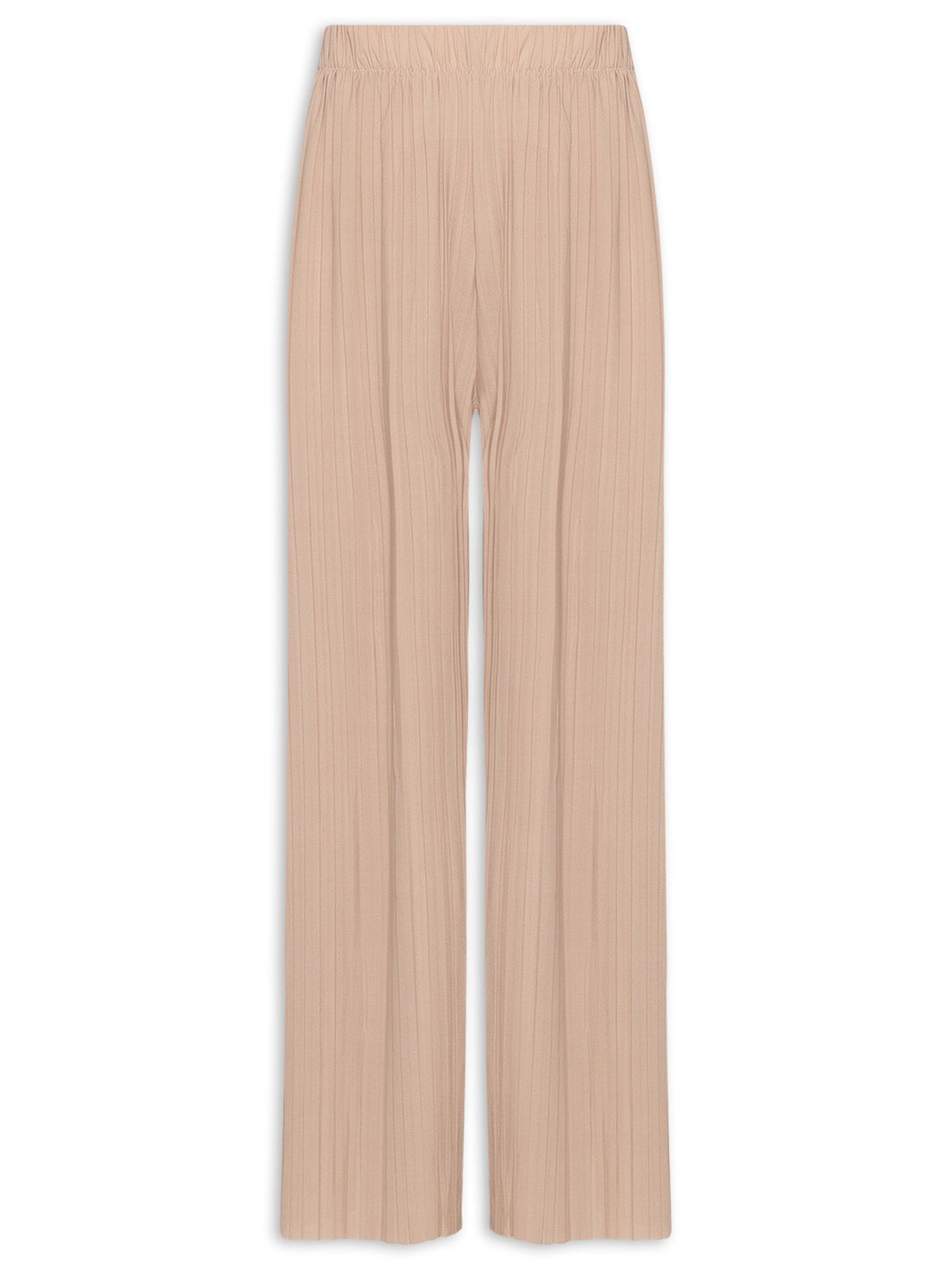 Calça Feminina Pantalona Plissada - Bege