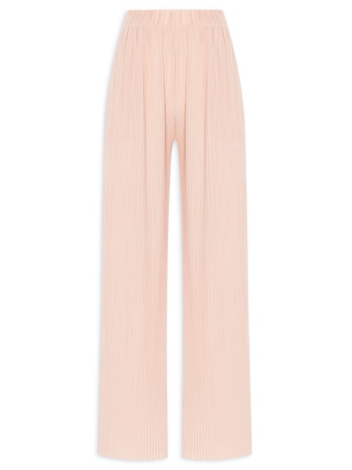 Calça Feminina Pantalona Plissada - Bege