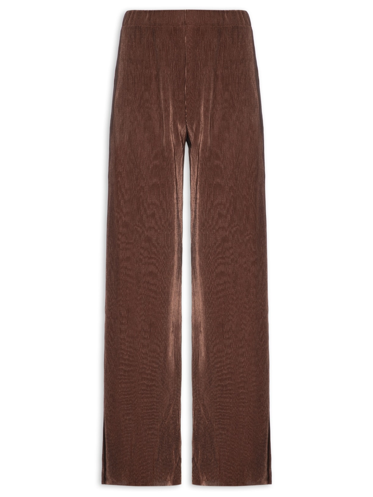 Calça Feminina Pantalona Plissada Marrom Market 33