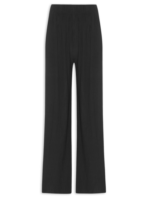 Calça Feminina Pantalona Plissada - Preto